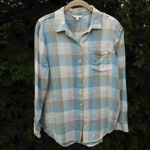 Lucky Brand Lightweight Semi-Sheer Buttonfront Top